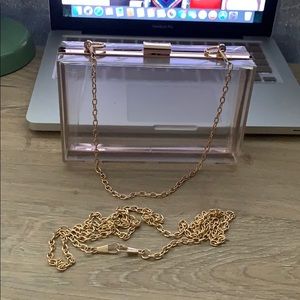 Clear Acrylic Clutch Goldtone Hardware